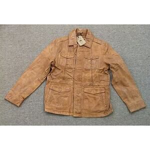 Men’s Medium Gilded Age NYC Brown Leather 4 Pocket Writer Style Jacket